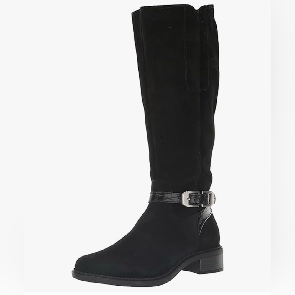 NEW Clarks Collection Maye Aster Black Suede Tall Boots - Size 7.5W